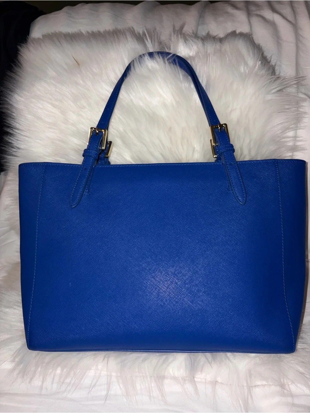 Tory Burch Cobalt Blue Saffiano Leather Tote